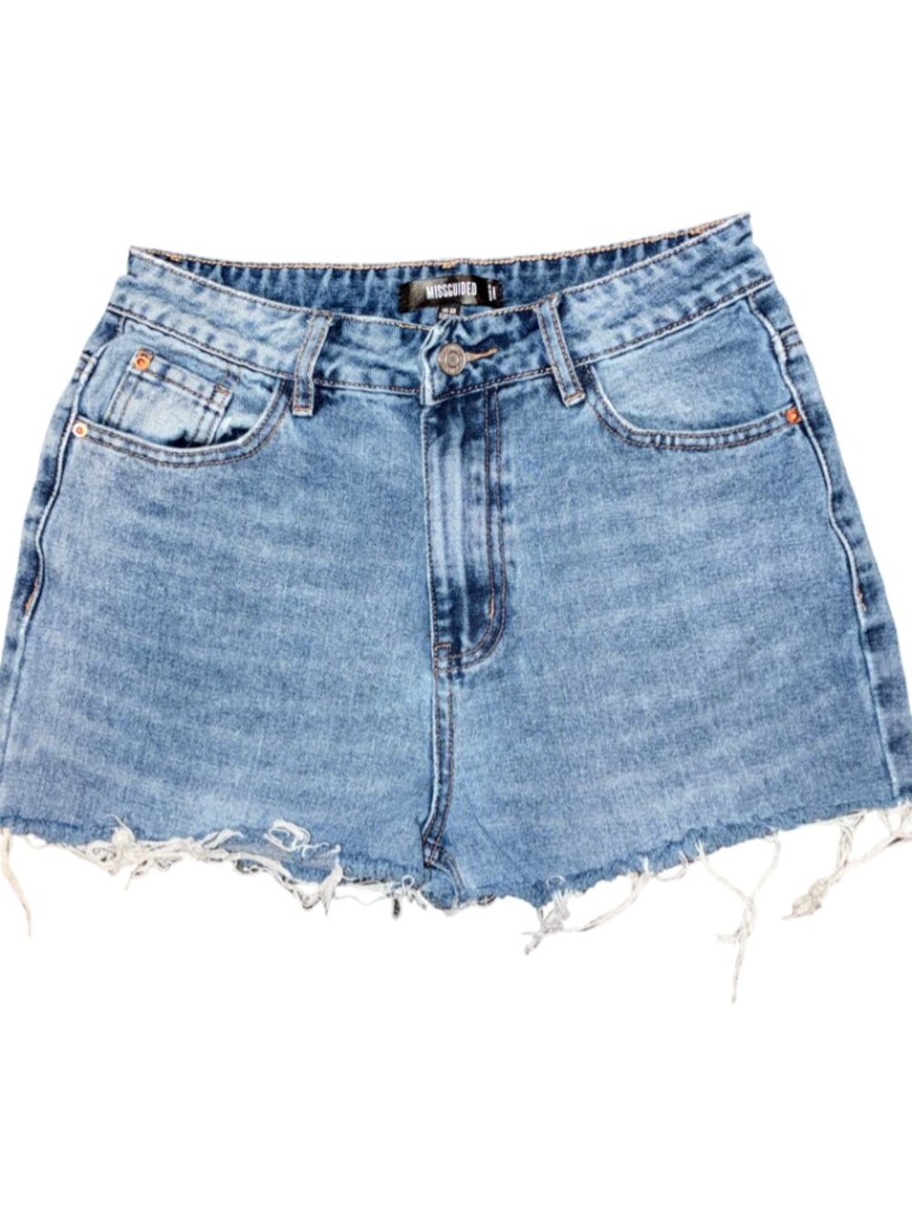 Sz.2*Missguided*Blue Denim Jean Shorts--Raw Hem